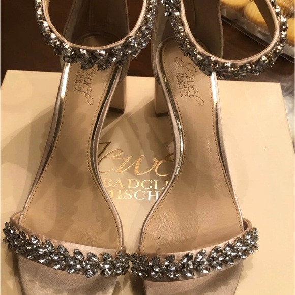 Badgley Mischka Nude Jewel-Embellished Heels - Picture 3 of 4